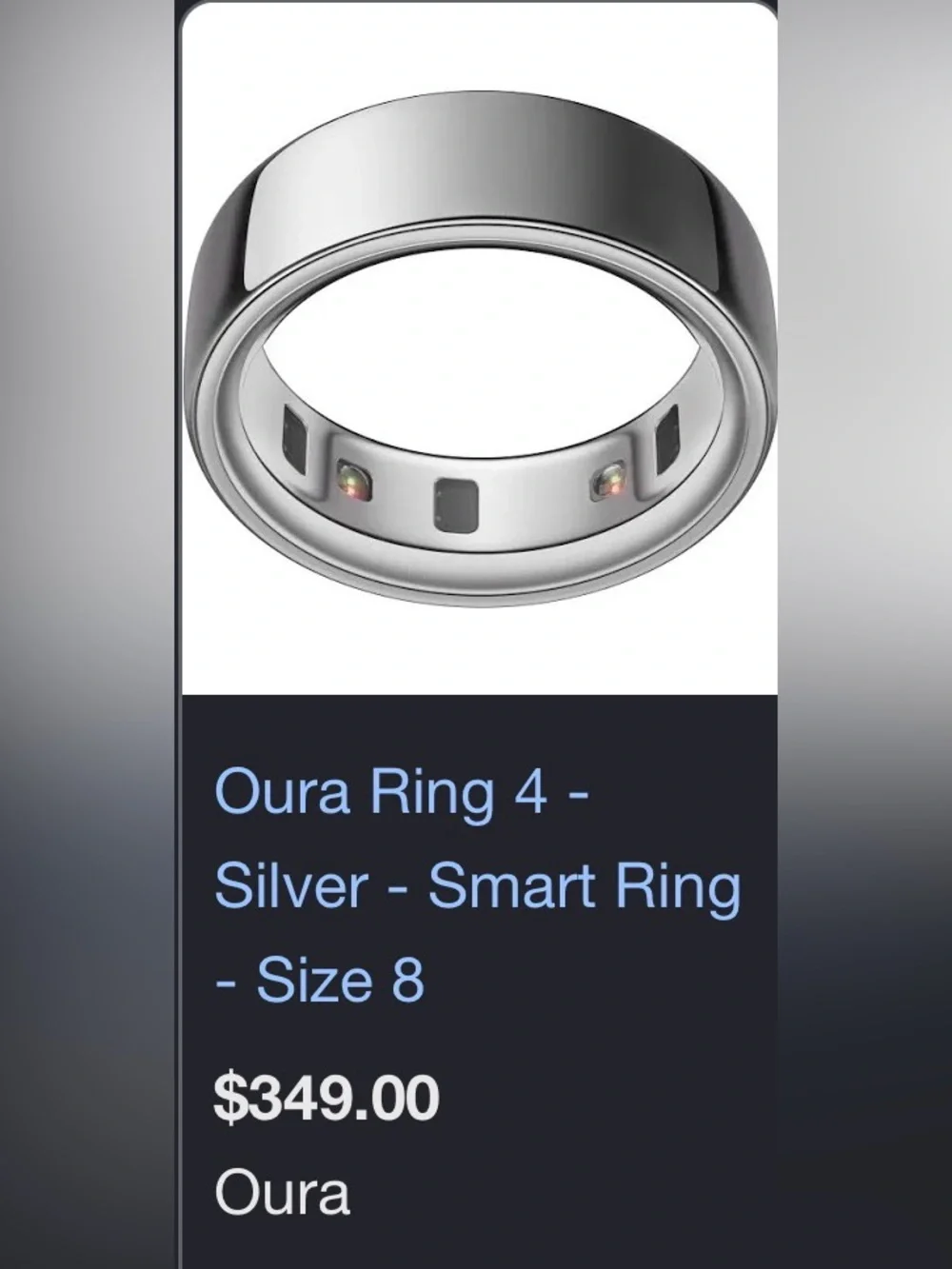 Oura Ring Gen 4 - Silver size 8